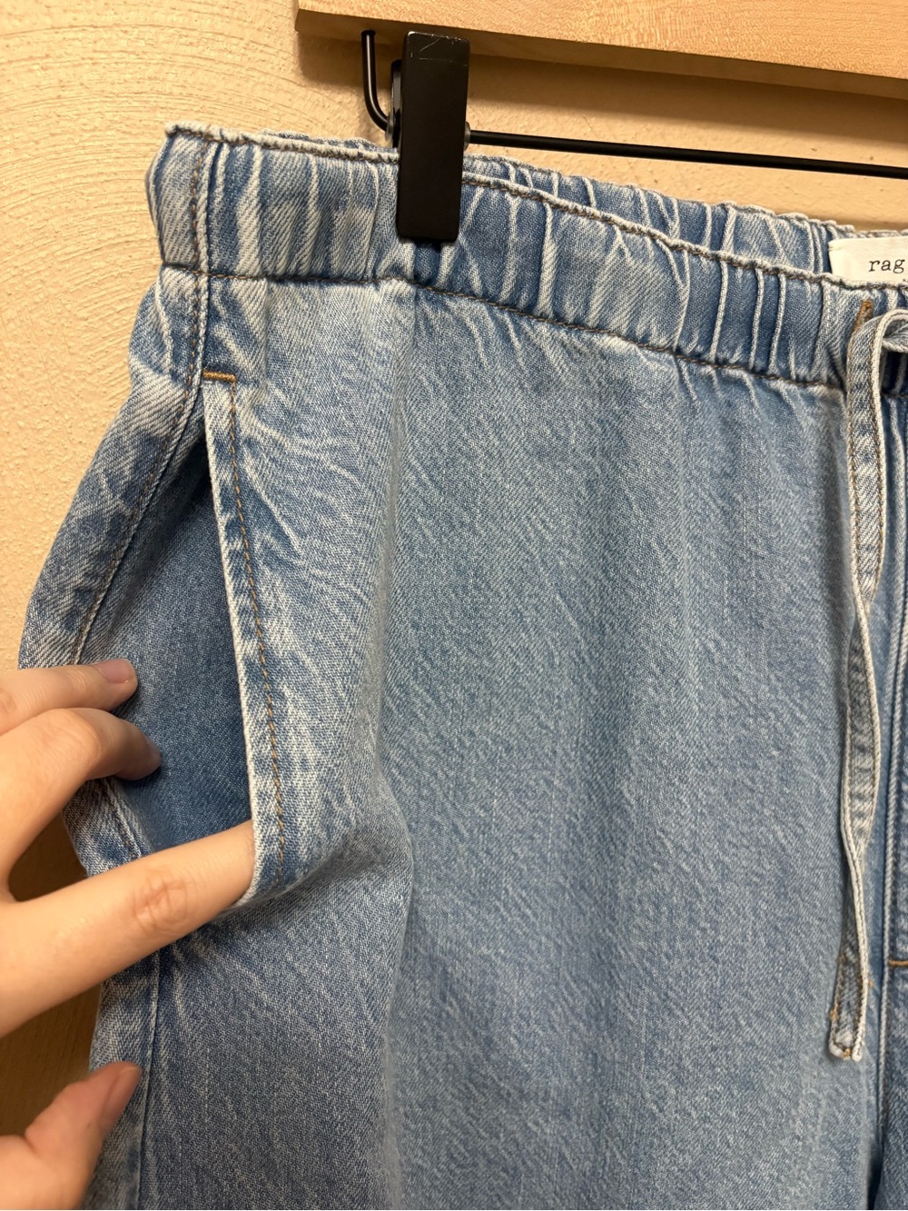 Rag & Bone Lori Beach Drawstring Pant Jean Wentworth Size Large NWT New - Picture 6 of 15